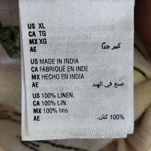 Inc International Concept 100%Linen Boho Floral Peasant Blouse Size XL - Picture 6 of 6